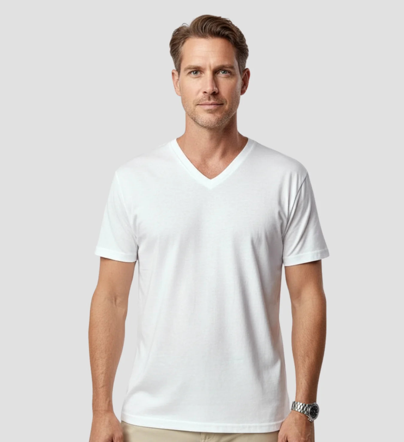 Premium V-Neck Cotton T-Shirt | 4 Pack