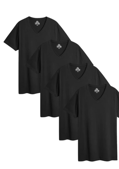Premium V-Neck Cotton T-Shirt | 4 Pack
