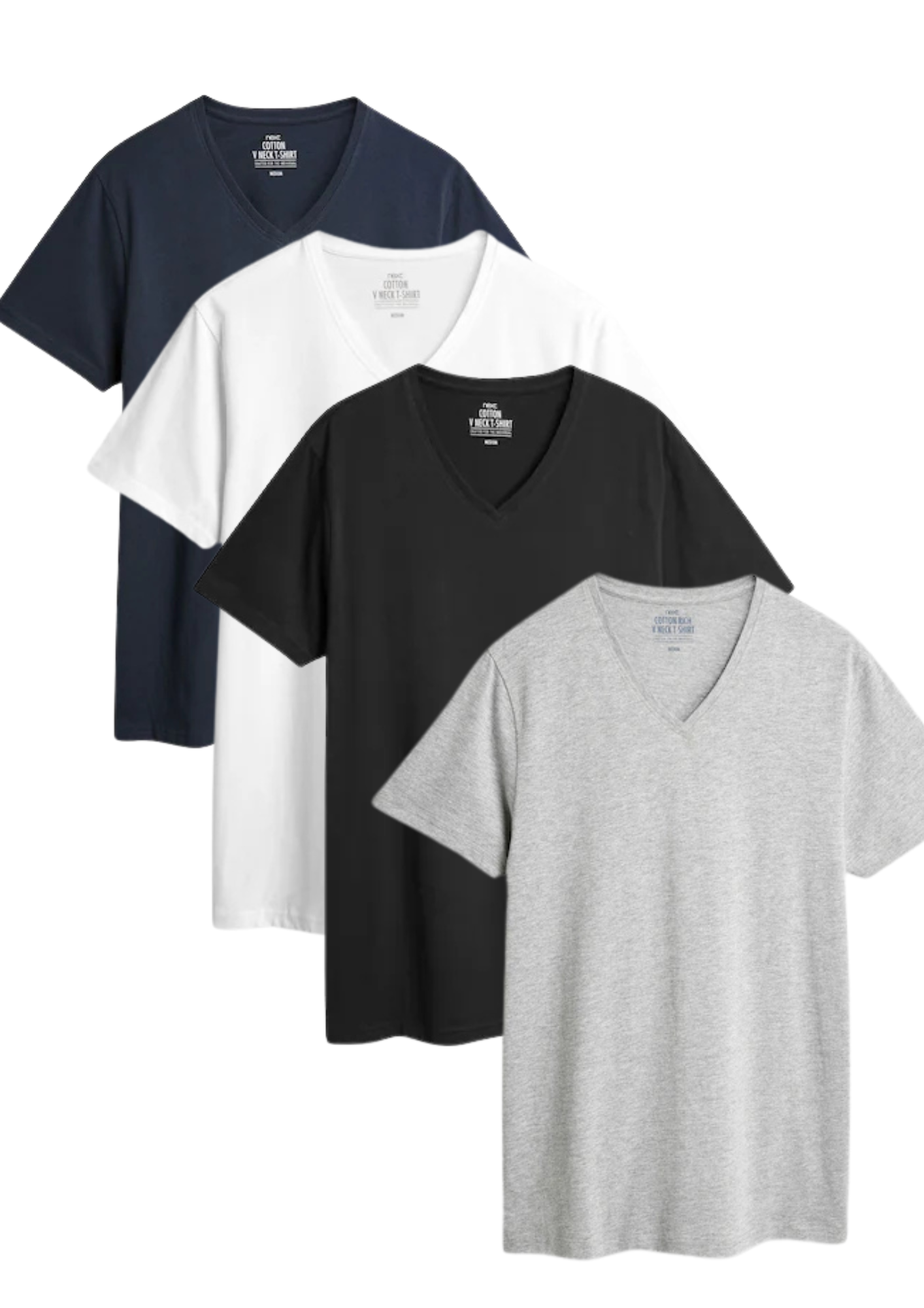 4-Pack Regular Fit Daniel® Cotton V-Neck T-Shirts