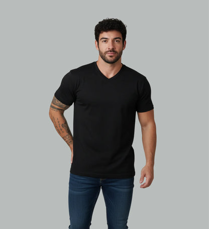 Premium V-Neck Cotton T-Shirt | 4 Pack