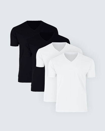 Premium V-Neck Cotton T-Shirt | 4 Pack