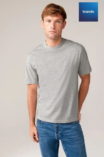 4 Pack-Black/White/Navy/Grey Marl Basic Crew Neck T-Shirts Cotton 100% - Brando -  Basic Clothing for Men