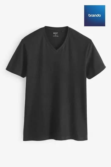 Regular Fit 100% Cotton V-Neck Underwear T-Shirts 6 Pack Black - Brando -  Basic Clothing for Men