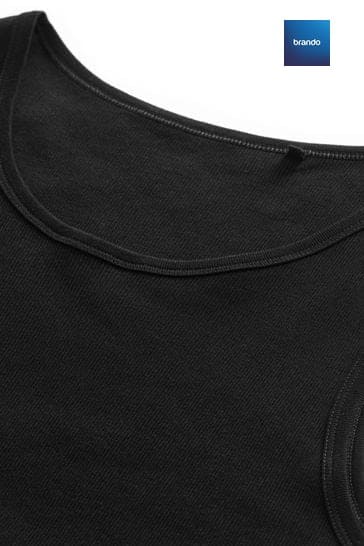 Ribbed 100% Cotton Vests 6 Pack -Black - Brando -  Basic Clothing for Men