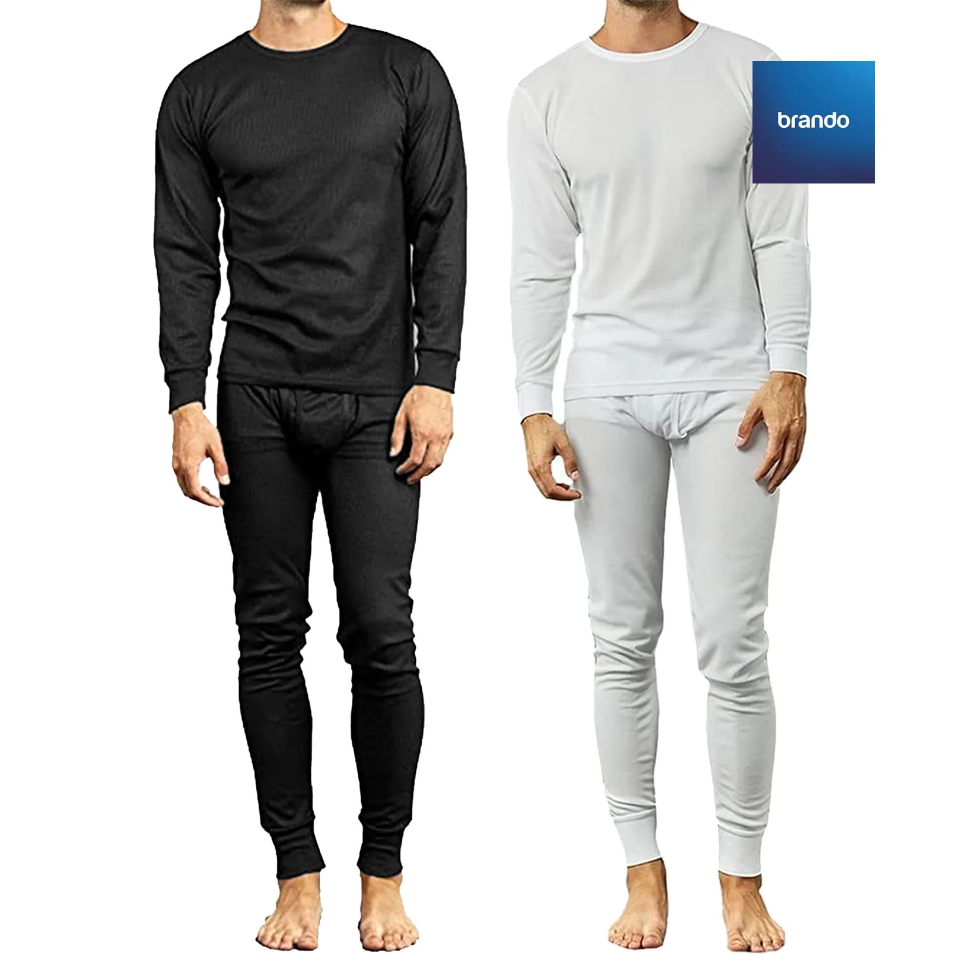 Daniel Men's Thermal Cotton 100% Underwear Sets Long Johns Soft Warm Long Underwear ( BLACK ) - Brando -  Basic Clothing for Men