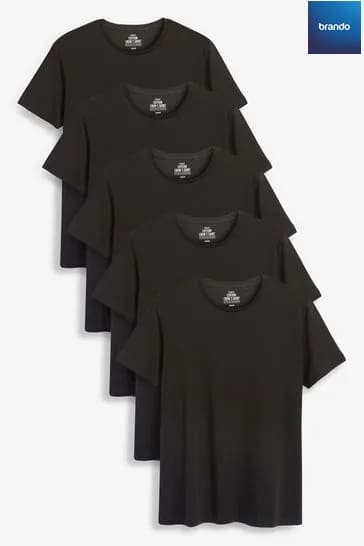 5 Pack - 100% Cotton Regular Underwear T-Shirts-  - black - Brando -  Basic Clothing for Men